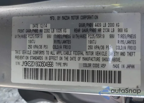 2016 Mazda Cx-5 Grand Touring from USA, damaged, VIN JM3KE2DY8G0604998